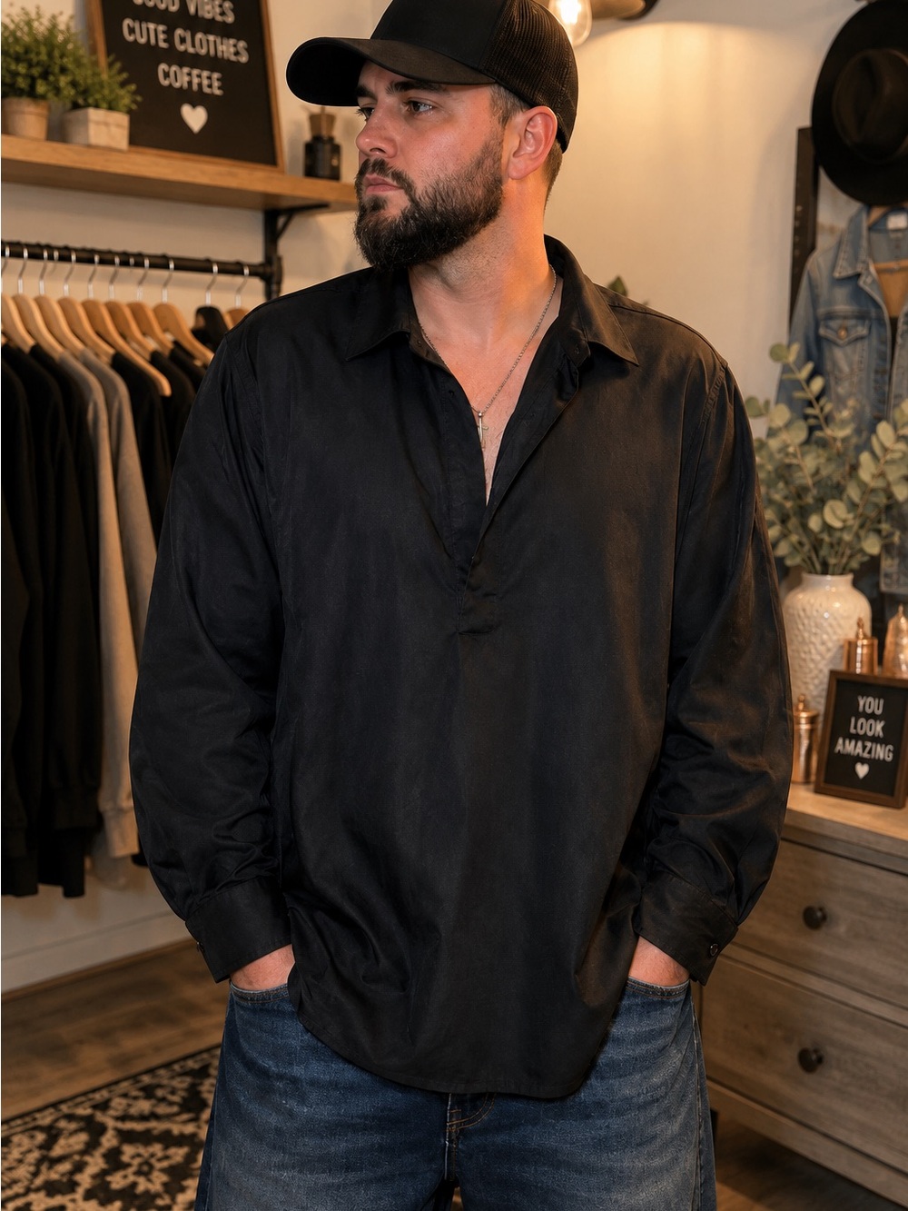 Banana Republic Black V-Neck Long Sleeve Shirt